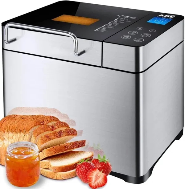 KBS Pro Stainless Steel Bread Machine, 2lb 17-In-1 Programmable XL Bread Maker