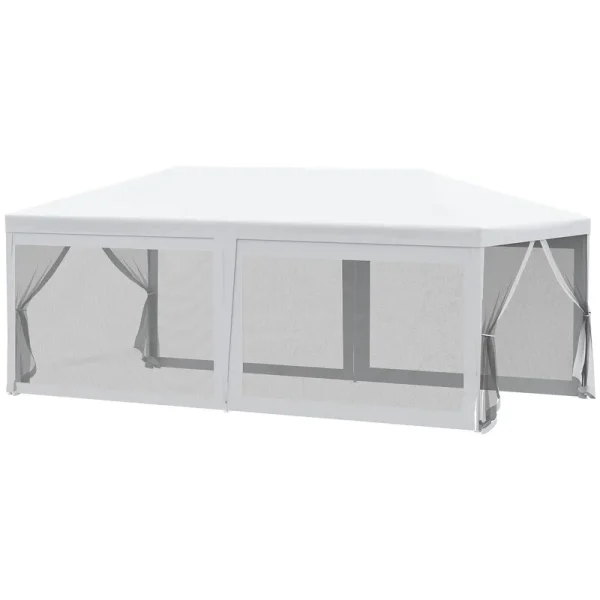 Outsunny 20' x 10' Outdoor Party Tent Gazebo Wedding Canopy with Removable Mesh Sidewalls - White