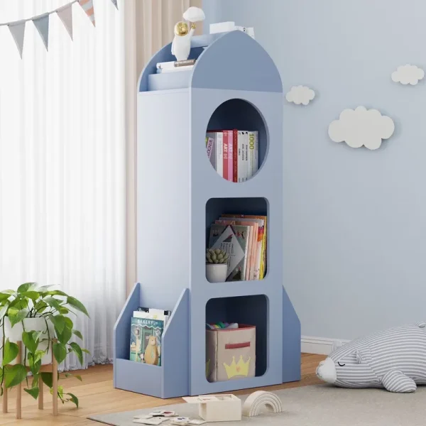 Pirecart Kids Bookshelf 3 - Tier Wooden Kids Bookcase with Toy Storage for Bedroom, Playroom, Nursery, Blue