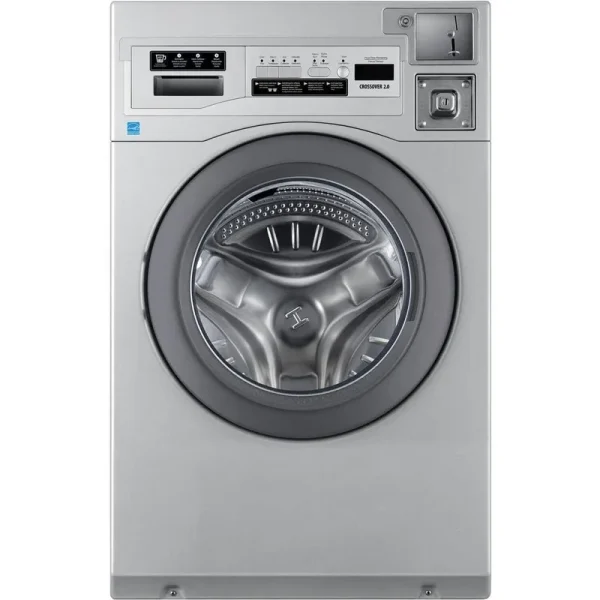 Crossover Commercial Laundry 27 in. 3.5 Cu. ft. Grey Front Load Washing Machine, Coin Operated