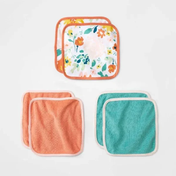 Cloud Island Baby's Garden Washcloth - Aqua Green - 6 Pack