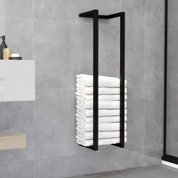 vidaXL Towel Rack Black 9.8"X7.9"X37.4" Iron
