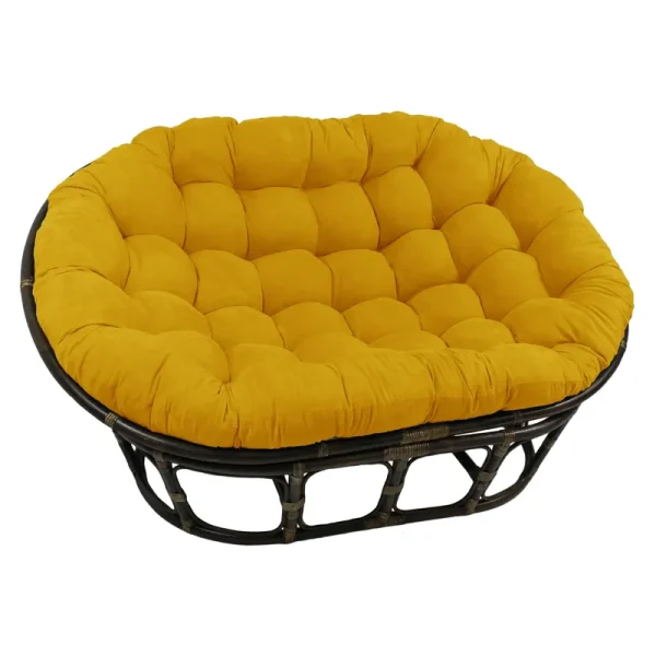 Blazing Needles 78 x 58 in. Solid MicroSuede Double Papasan Cushion, Lemon