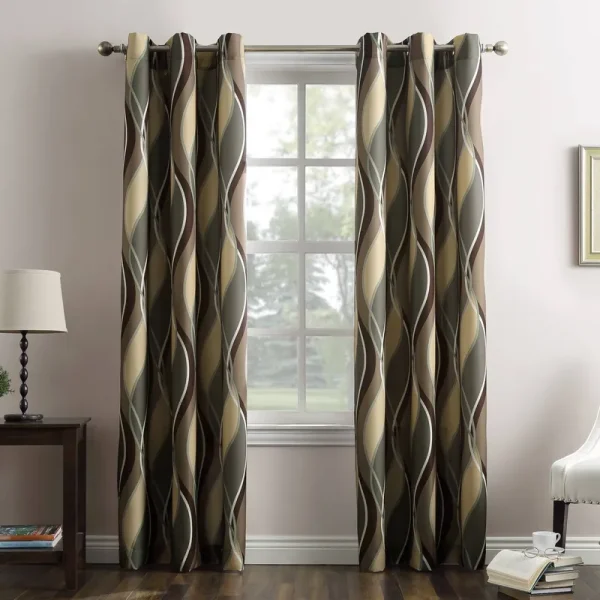 No. 918 Intersect Casual Grommet Curtain Panel - Spruce - 48"x84" - Wave
