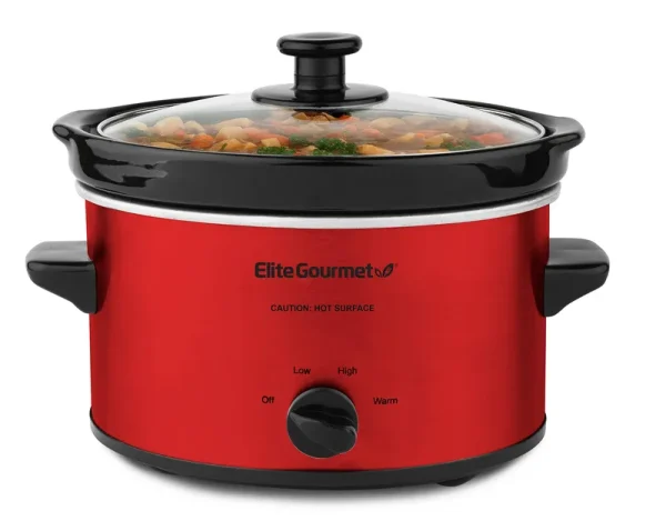 Elite Gourmet Mst-275xr 2 qt Oval Slow Cooker Red