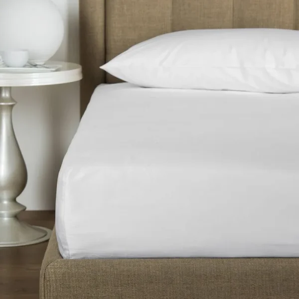 Percale Fitted Sheet Size: Queen Frette Gray/White