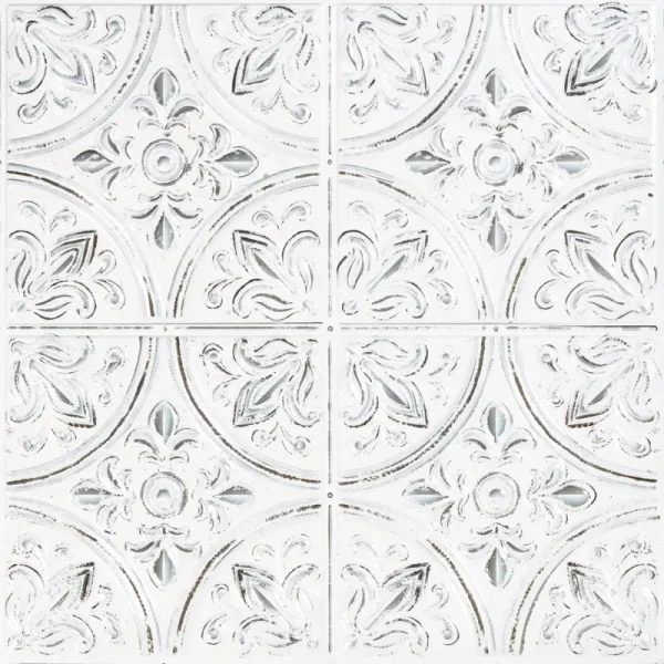 RoomMates Peel and Stick Tile Backsplash White Tin