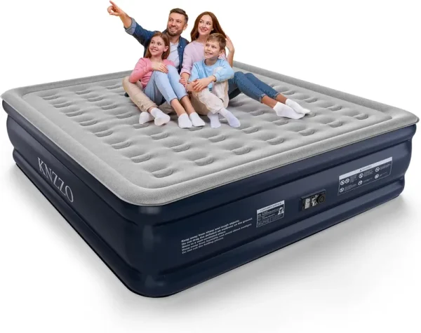 King Air Mattress with Built - in Pump, 18" Top Inflatable Mattress with Waterproof Flocking Fabric, Three - Minute Quick - Inflatable Bed. Portable Blow up Mattress for Home, Outdoor and Guests