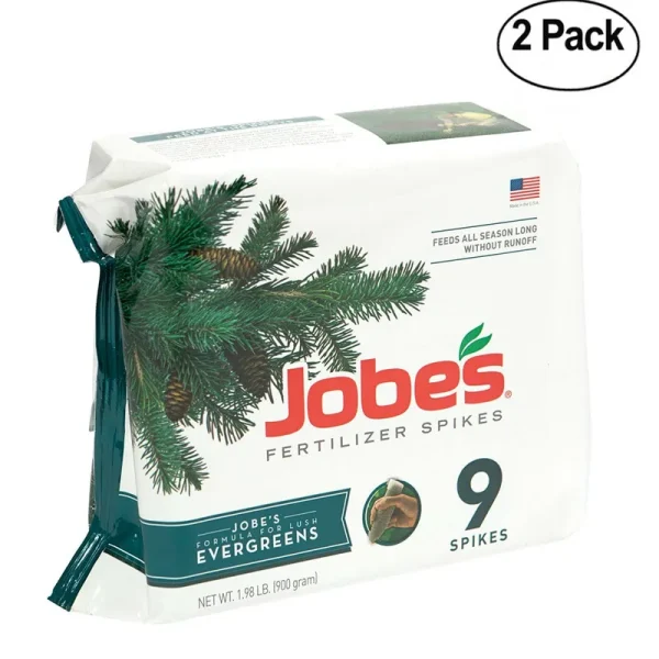 Jobes Evergreen Fertilizer Spikes 11-3-4 Time Release Fertilizer for Juniper, Spruce, Cypress and All Other Evergreen Trees, 9 Spikes per Package - Pa