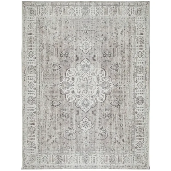 ReaLife Persian Area Rug - Machine Washable-Stain Resistant - Recycled fibers - Living Room Dining Room - Ava Beige-Ivory - 5x7 ft