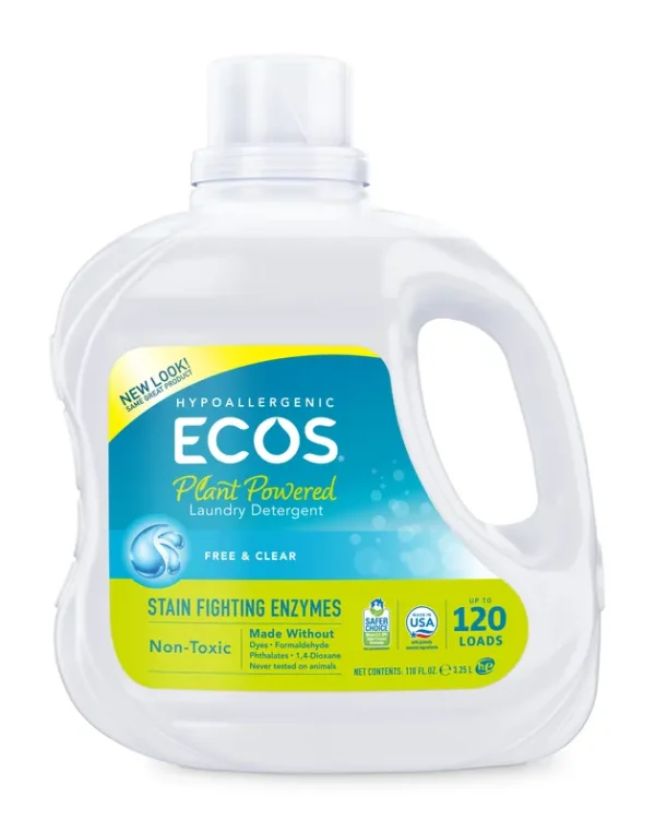 Ecos Laundry Detergent, Plant Powered, Free & Clear, Hypoallergenic - 110 fl oz