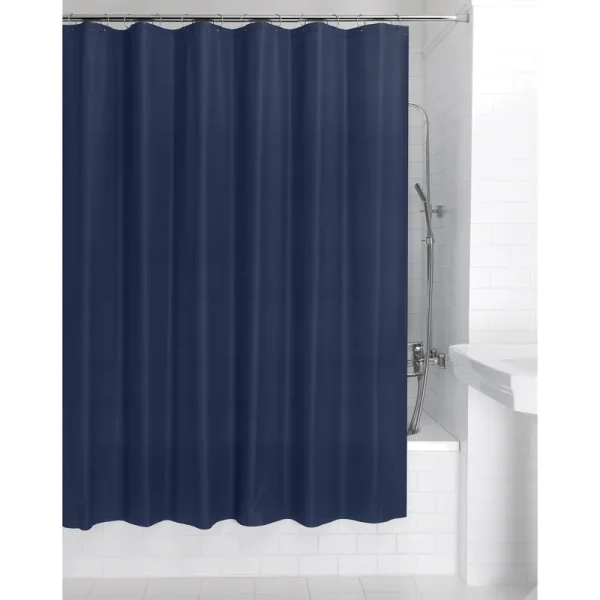 Mainstays Basic Light Weight Thickness Weighted Magnetized Hem Peva Solid Shower Curtain Liner - Dark Blue - 70 x 71 in