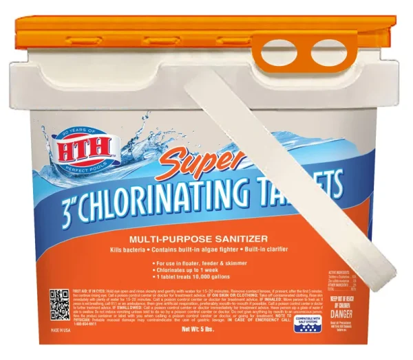Hth Super 3 inch Chlorine Tablets for Pool, 5 Pounds