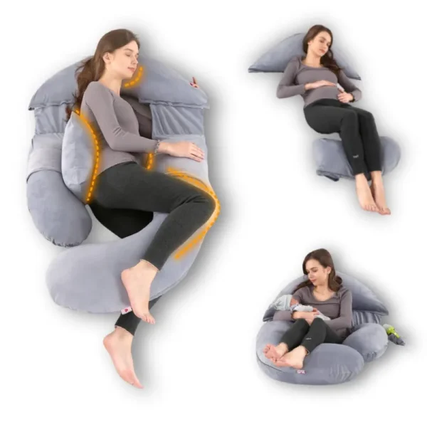 TwinsComfort Full Pregnancy Pillow with 2 Pockets - Maternity Body Pillow for Sleeping, Nursing, Leg, Arm, Back & Belly Support - Breastfeeding