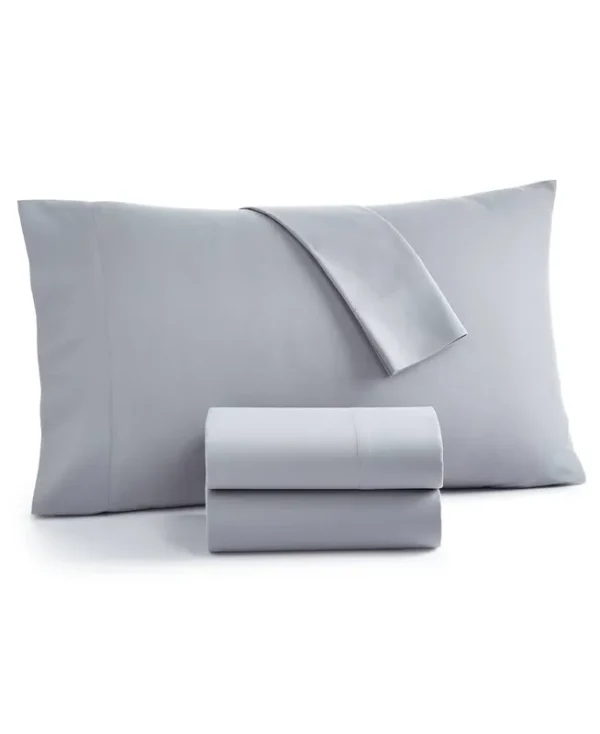 Home Design Easy Care Solid Microfiber 3-Pc. Sheet Set, Twin, Created for Macy's - Brushed Alloy