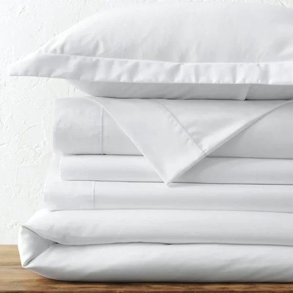 Lands' End No Iron Supima Solid Duvet Cover, Sham or Bedskirt, White, King Sham