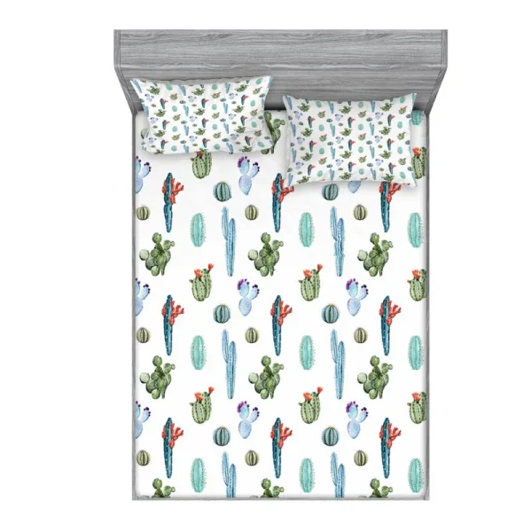 Cactus Watercolor Cactus Plant Desert Hot Mexican South Nature Sheet Set (Set of 3) East Urban Home Size: Queen