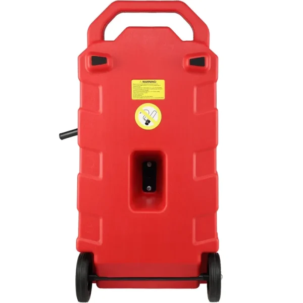 16 - Gallon Fuel Caddy with Hand Pump - 7.8 L/Min Flow Rate, Rubber Wheels & Metal Hose - Portable Gas/Diesel Storage Tank for Cars, Mowers, Boats, Tractors