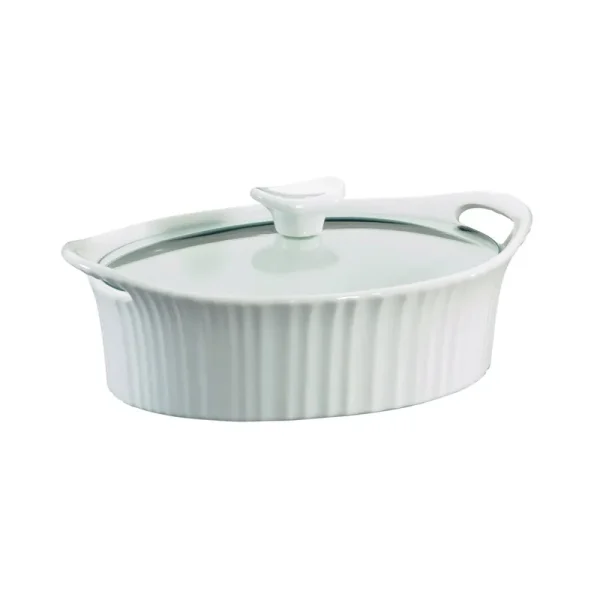 Corningware French White III Oval Casserole with Glass Cover 1.5-Quart