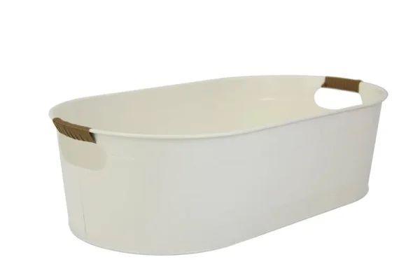 Better Homes & Gardens Galvanized Oval Tub - White - 20.27 x 11.22 in