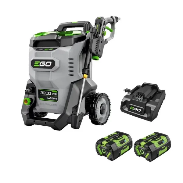 Ego Power+ 3200 Psi 1.2 Gpm Battery Powered Cold Water Pressure Washer with 5 Spray Nozzles 6.0ah Kit