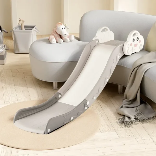 DUKE BABY Kids Indoor Slide for Sofa and Stairs Slide Attachment to Toddler Bed and Nugget Couch for Kids Age 1 - 5, White Grey