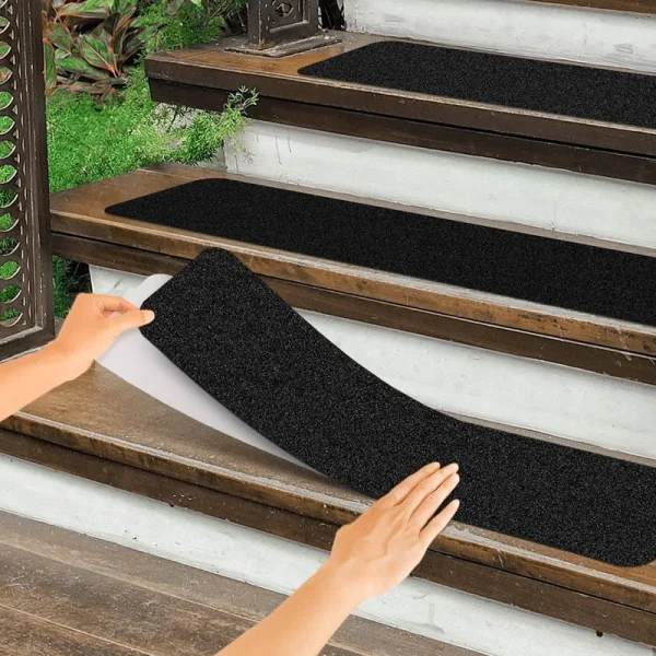 ToStair Non Slip Outdoor Stair Treads 6 x24 8-Pack Black Pre-Cut 80 Grit Anti Grip Tape Non Skid Heavy Duty Traction Adhesive at MechanicSurplus.com
