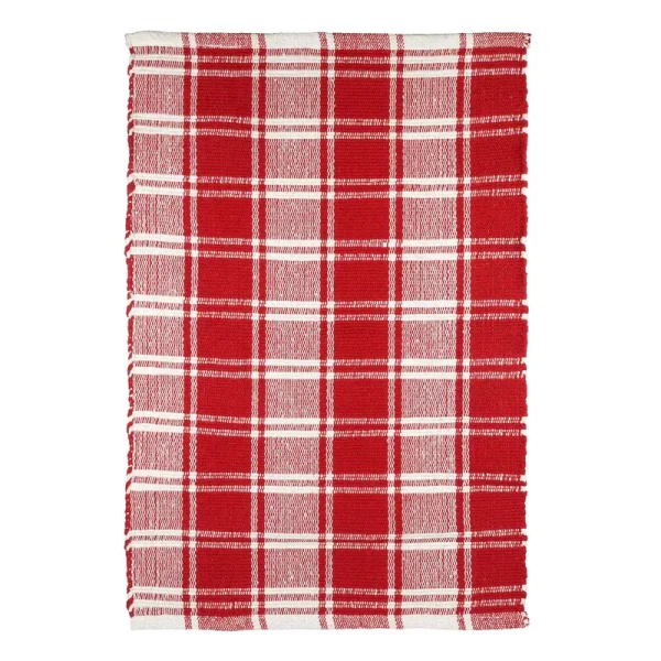 Red & White Buffalo Check Doormat by Ashland-Christmas Decorations, Size: 24�� x 36��
