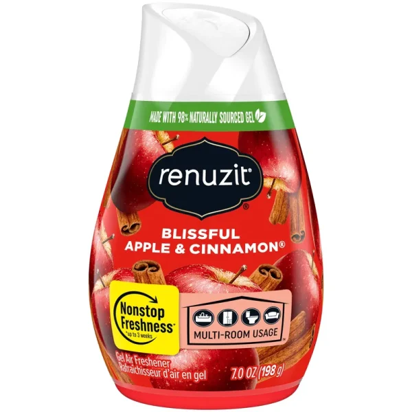 Renuzit Gel Air Freshener, Blissful Apple & Cinnamon - 7 oz cone