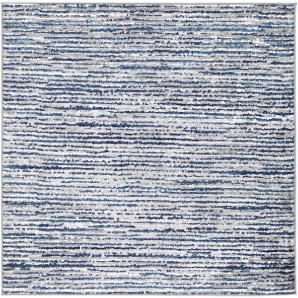 Otani Striped Beige/Navy Area Rug Breakwater Bay Rug Size: Square 5'3"