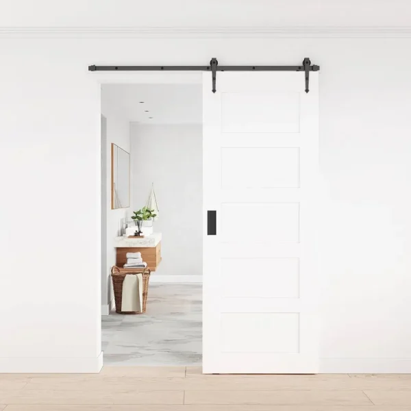 winsoon 168-in Matte Black Indoor Arrow Barn Door Hardware Kit | GCM3747