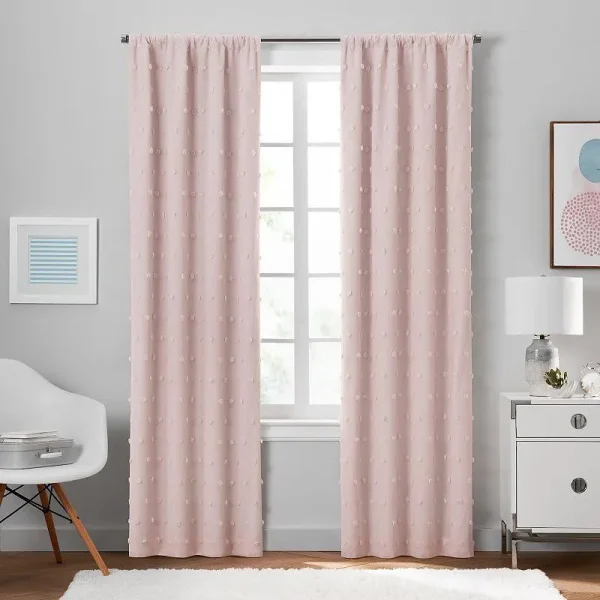 The Big One Tufted Dot Blackout Window Curtains - Pink - 2 Pack