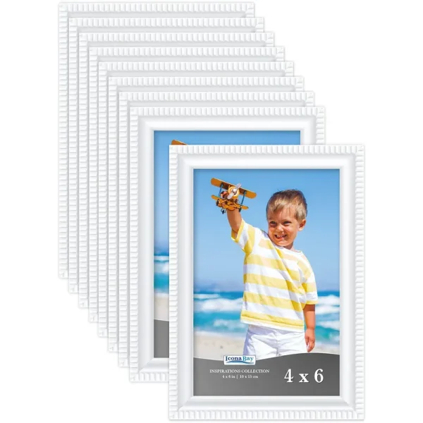 Icona Bay 4x6 White Picture Frames, Shabby-Chic Style, 12 Pack, Inspirations Collection (US Company)