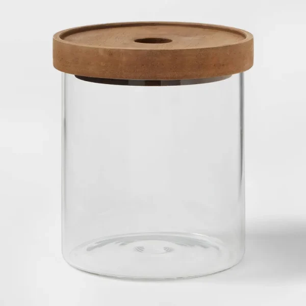 Threshold Storage & Organization | New Glass Canister with Wood Lid | Color: Brown | Size: Os | Kaylafawc's Closet