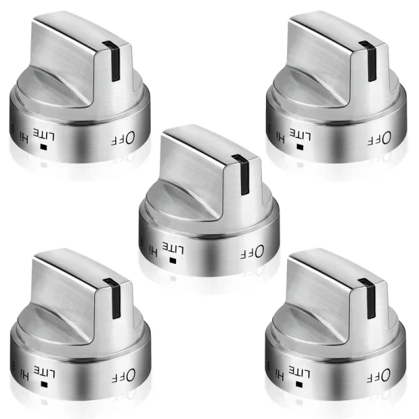 Lapert Strongest Version WB03x24818*5 Pack Gas Stove Knob Replacement for ge,100% Stainless Steel Stove Replacement Knobs PS11729081 AP5989029,Compatible