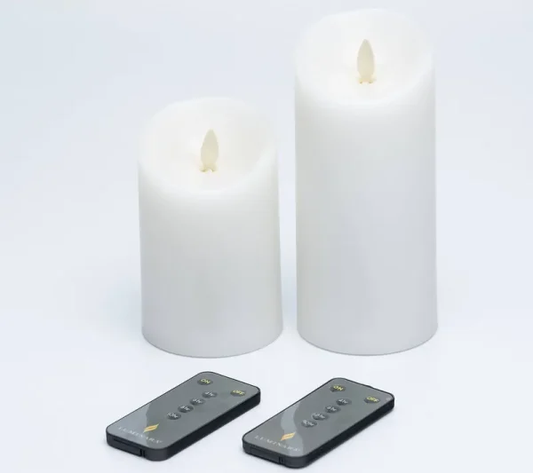 Luminara Set of (2) 4 & 6 Flameless Candles with Gift Box ,White