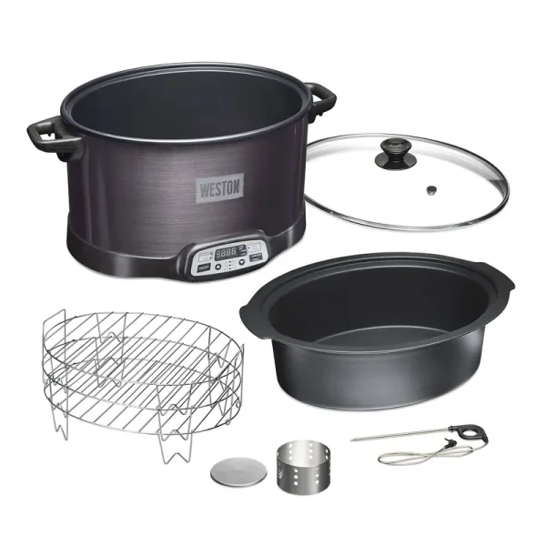 Weston 2-in-1 6 Qt. Black Programmable Slow Cooker with Smoker