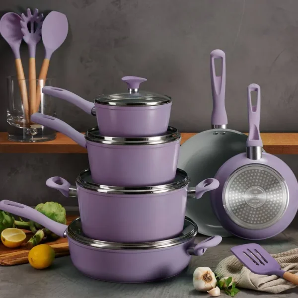 Tramontina Ceramic 14-Pc. Cookware Set, Purple
