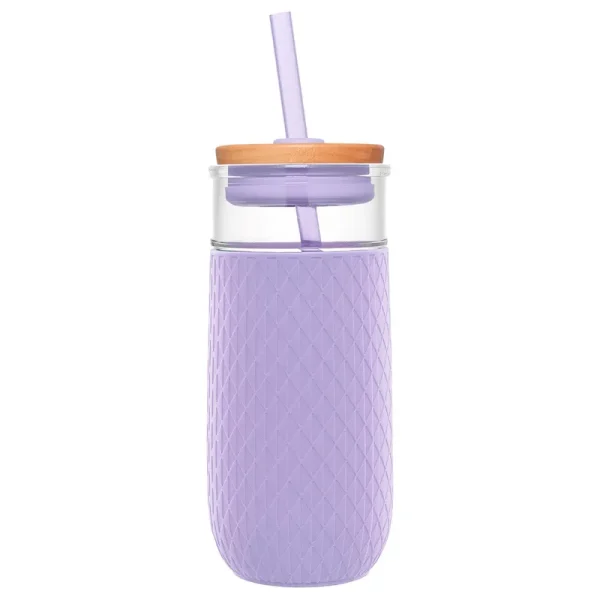 Ello Devon Glass Tumbler with Lid - Purple