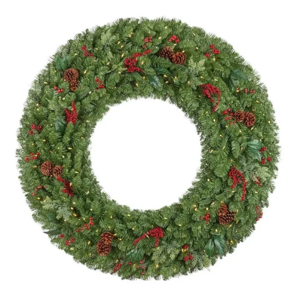 Home Accents Holiday 60 in. New Winslow Fir Pre-Lit LED Wreath