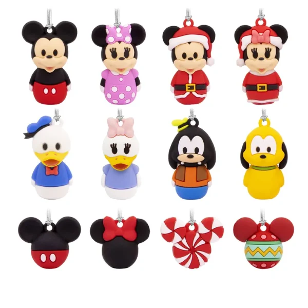 Disney Mickey Mouse and Friends Hallmark Countdown Calendar Paper Tree Set with 12 Mini Ornaments