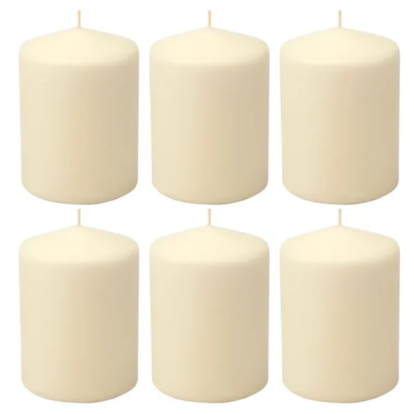 Stonebriar 3" x 4" Unscented 1-Wick Ivory Pillar Candles, 6 Pack
