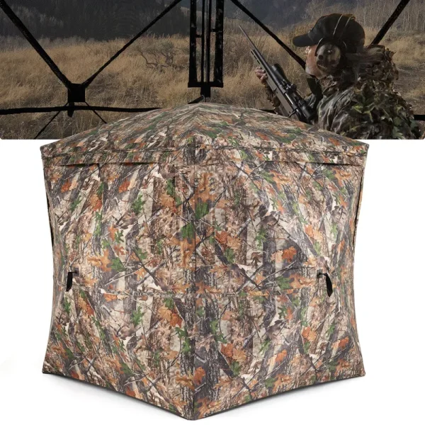 Tangkula 2-3 Person Pop-Up Deer Blind with Resilient Oxford Fabric & Silent Magnetic Door
