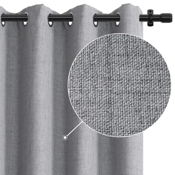 Rose Home Fashion 100 Blackout Curtains for Bedroom Linen Textured Look Drapes with Blackout Liner, Curtains for Living RoomFarm
