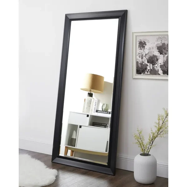 Black 66" L x 32" W Framed Bevel Leaner Full Length Huge Floor Mirror XL Mirror Large Rectangle Standing Floor Mirror