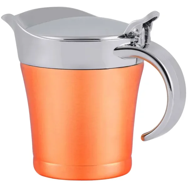 Ovente Stainless Steel Gravy Boat Double Insulated Sauce Jug with Hinged Lid 14oz Ideal for Serving Cream or Salad Dressing at Family Dinner Thanksgiv