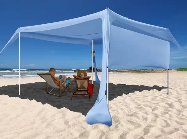 easierhike Beach Sunshade with Side Wall Shade Windproof Design,Sun Shelter UPF50+ Portable Family Canopy Tent Anchors 10x10 ft 4 Poles Pop Up