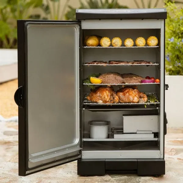 East Oak 725-sq Digital Electric Smoker, Vertical Outdoor Smoker for Party, BBQ, Backyard Grill-Black