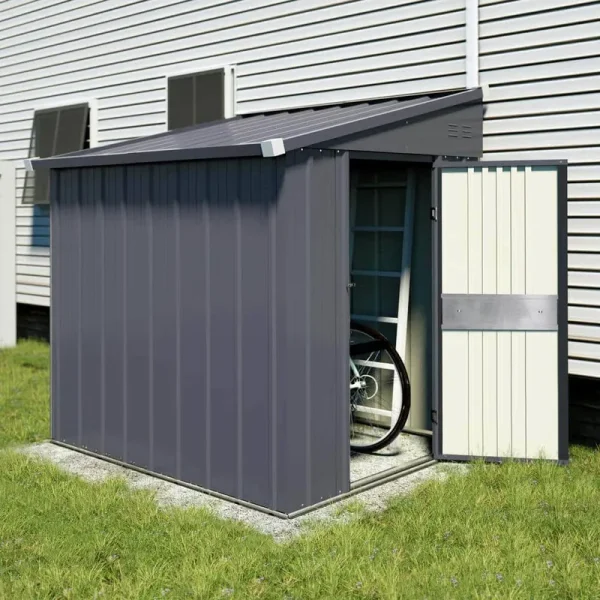4 ft. W x 8 ft. D Metal Storage Lean-To Shed 33 Sq. ft. in Gray