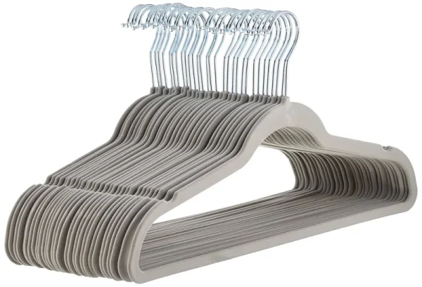 AmazonBasics Velvet Suit Clothes Hangers, 30-Pack, Gray